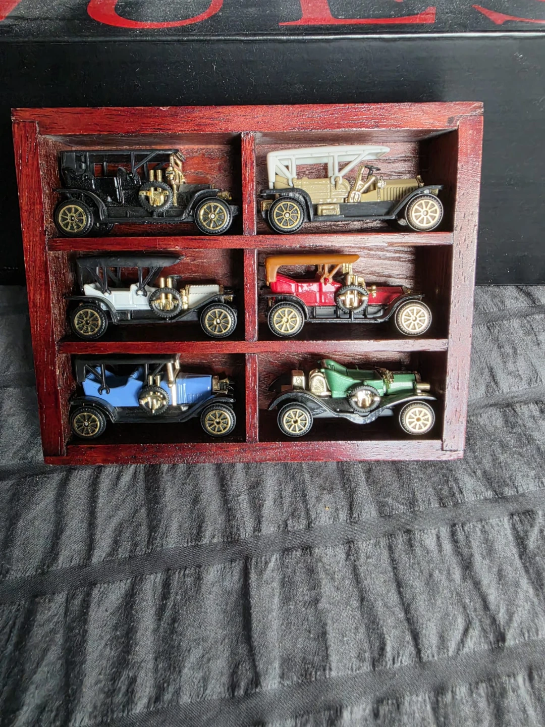 Set of 6 Vintage Toy Cars in Display Case