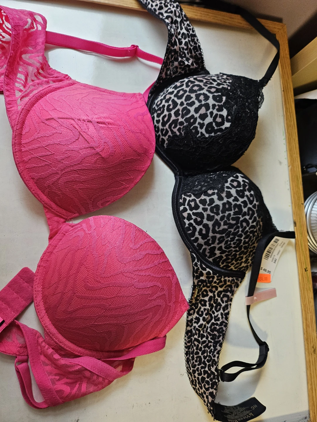 - Pink Lace & Leopard Print padded bras