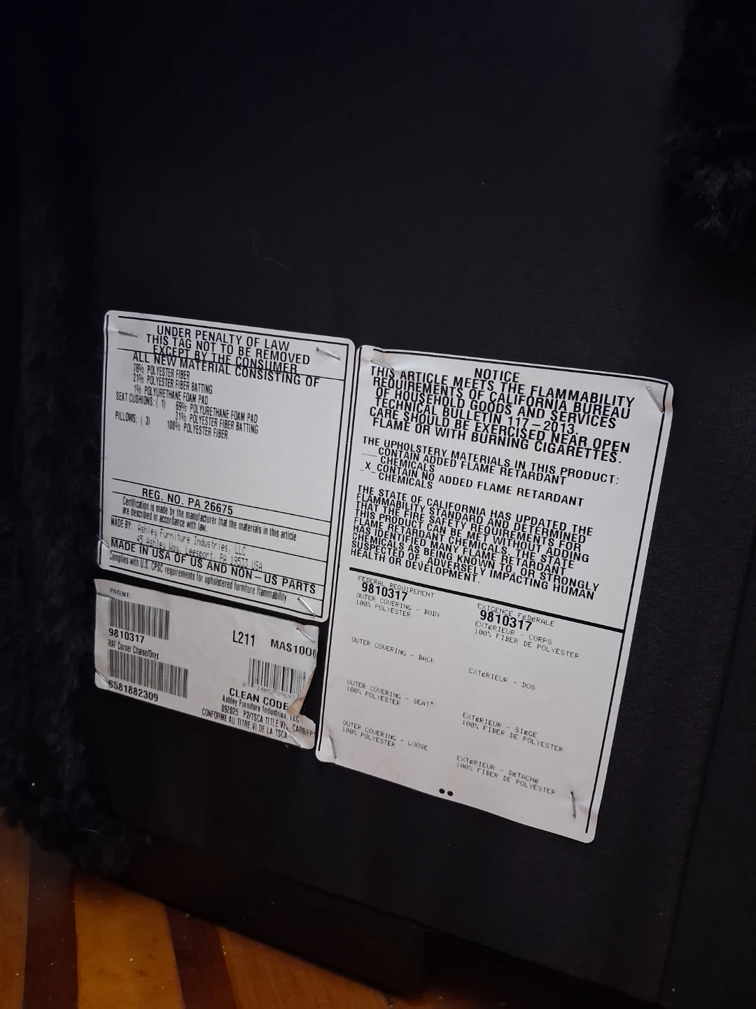 Black Corduroy Sofa