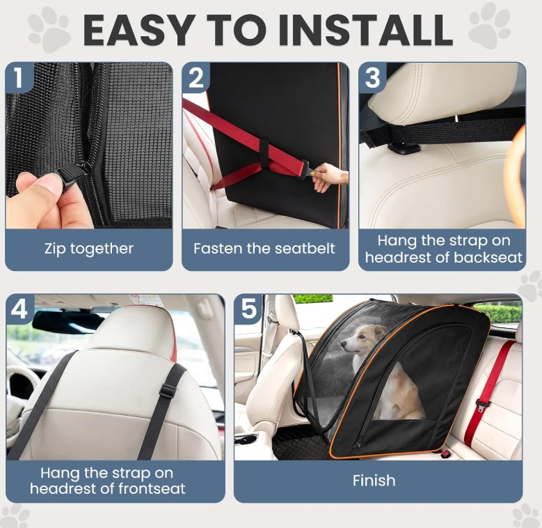 Dog Car Seat Carrier Enclosed Pet Travel Bag - photo 5