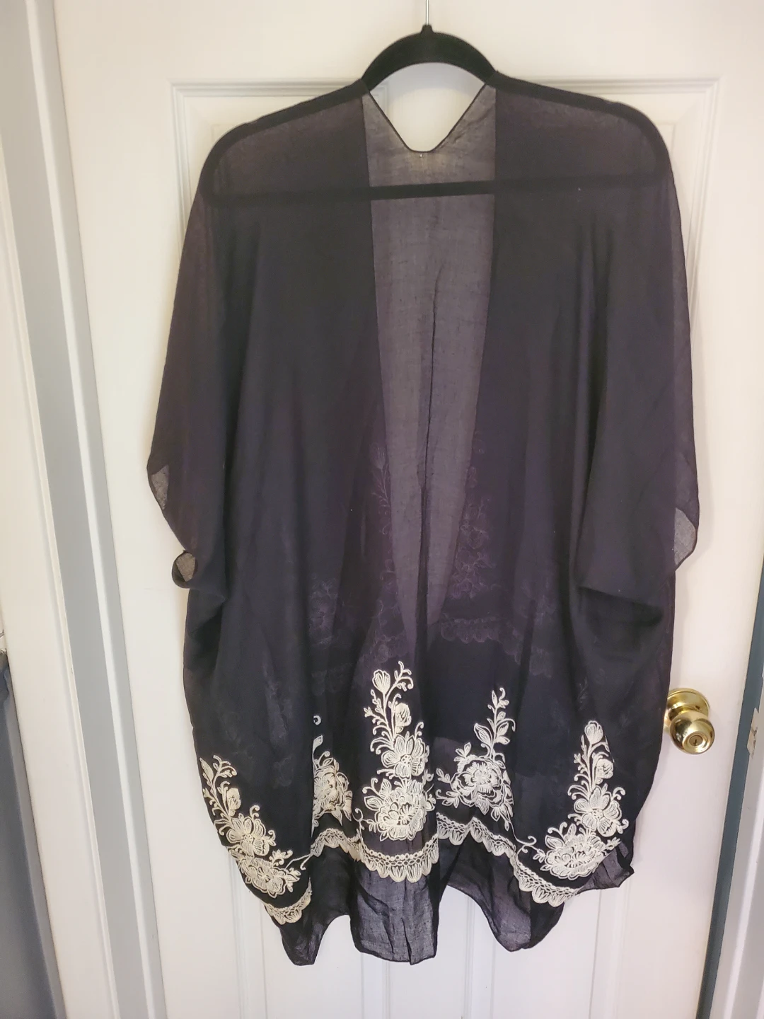 One Size Black Embroidered Kimono - photo 3