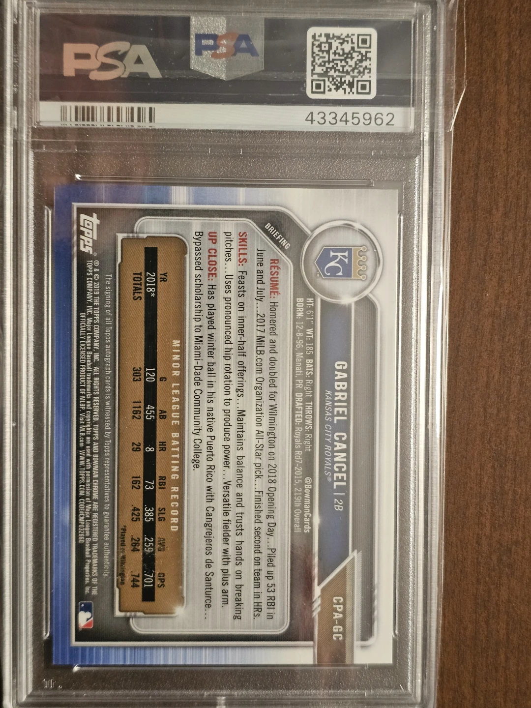 2019 Bowman Chrome Gabriel Cancel Red Shimmer Autograph #/5 - photo 2