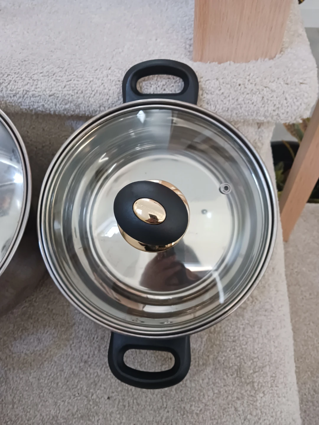 Set of 2 Stainless Steel Pots with Glass Lids - photo 2