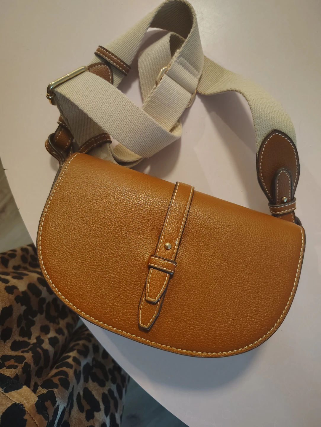 Zara Brown Leather Saddle Bag