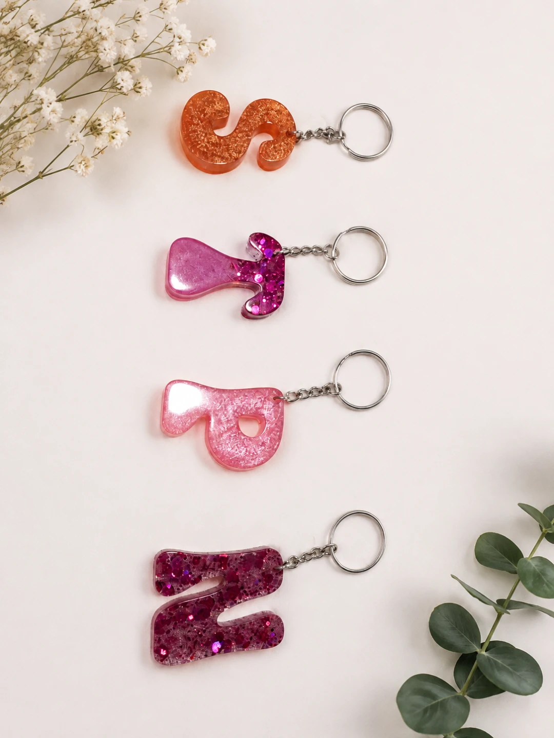 Handmade Resin Letter Keychains - photo 2