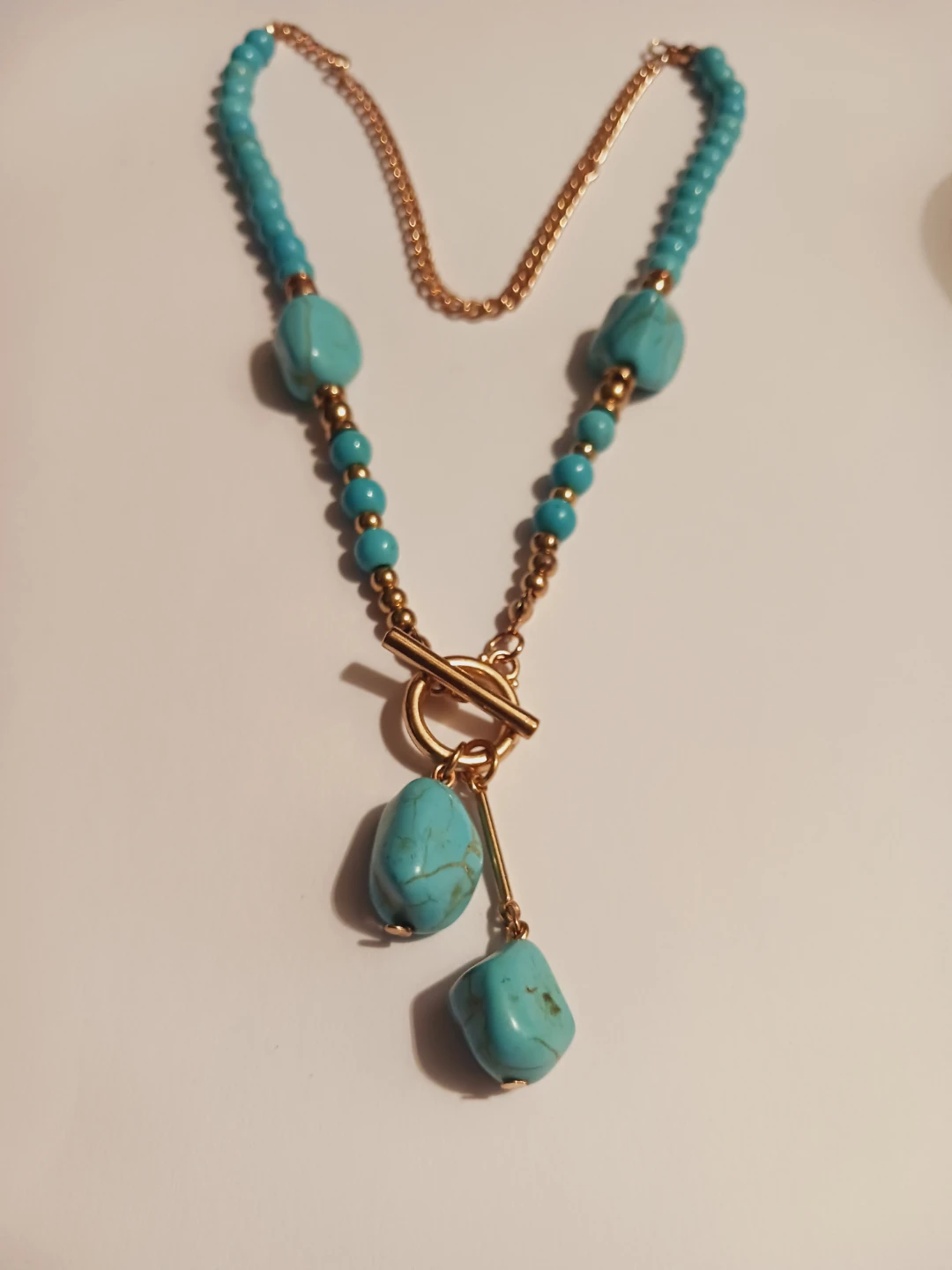 New !! Turquoise and Gold Tone Necklace - photo 2