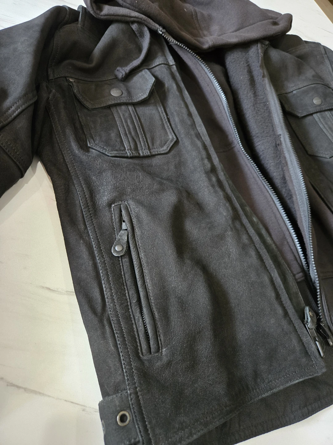 Street & Steel Genuine Leather Motorcycle Jacket with Hoodie - photo 4