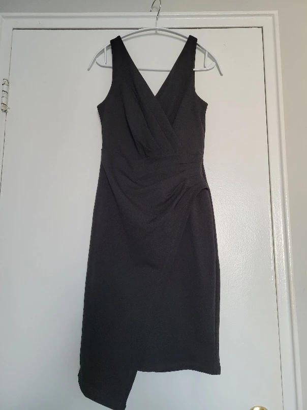 Le Chateau XS Black Asymmetrical Neckline Mini Dress