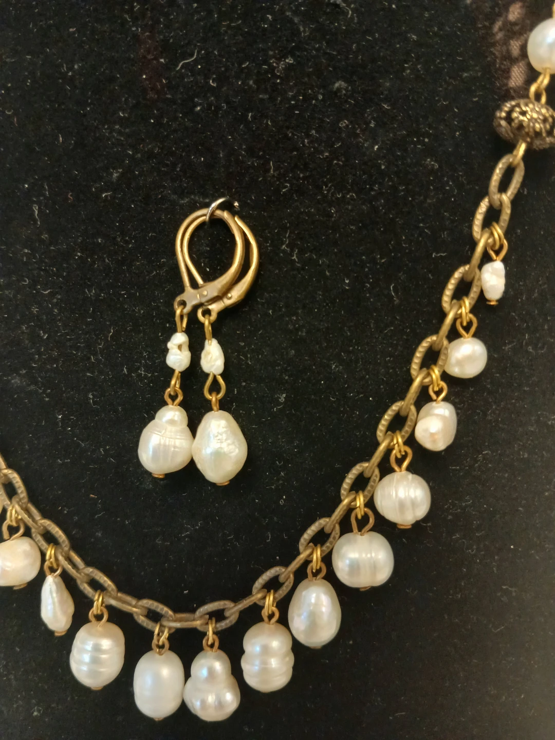 Real Pearls Necklace and Earring Set