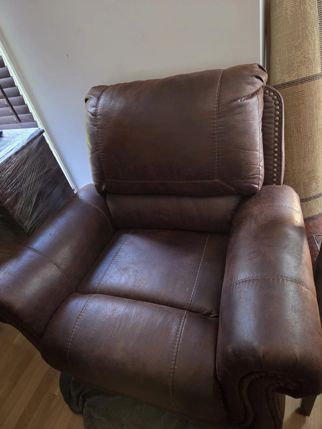 Brown Faux Leather Recliner/ Rocker Chair