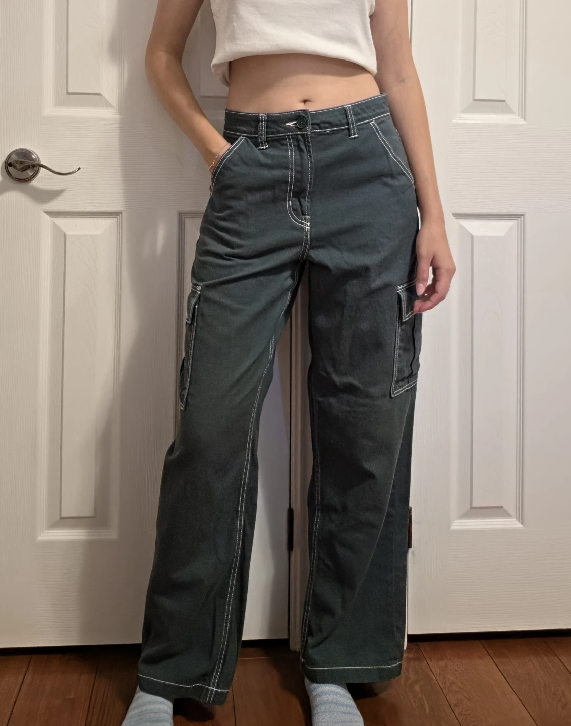 H&M Cargo Pants in Forest Green