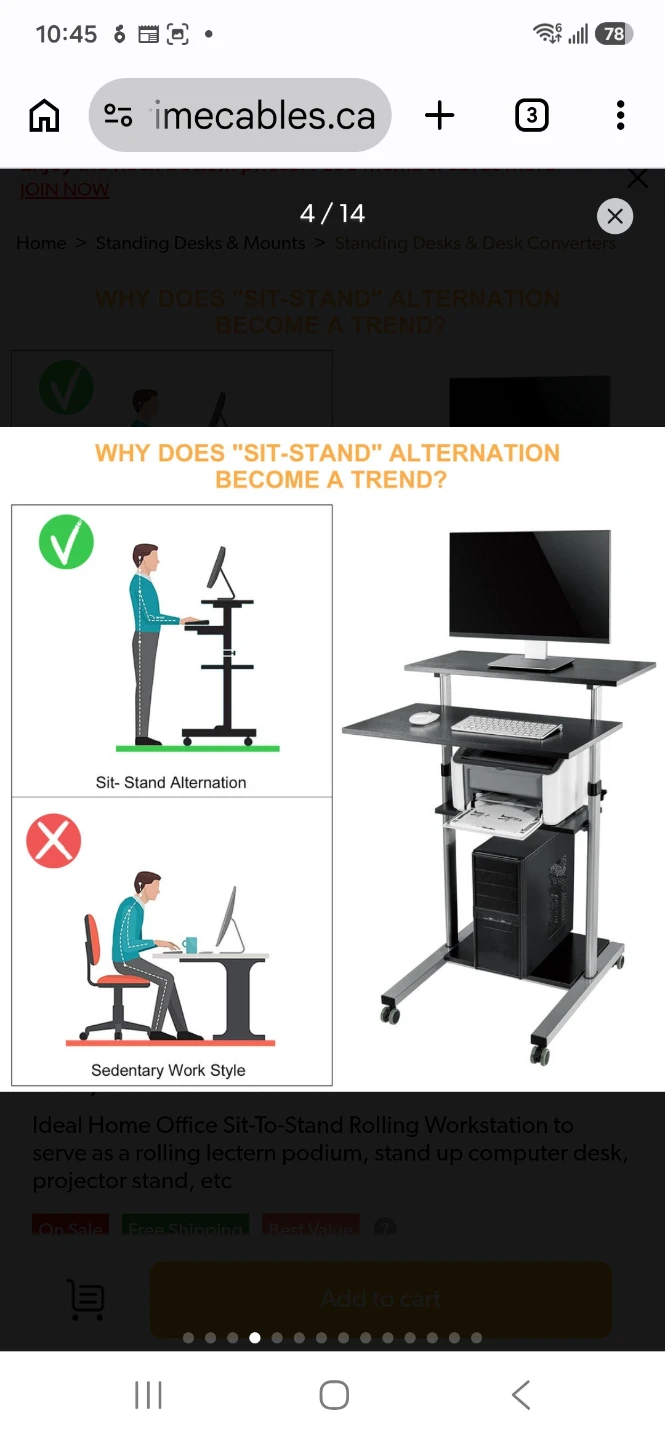 PrimeCables Height Adjustable Multi-purpose Mobile Workstation - photo 4