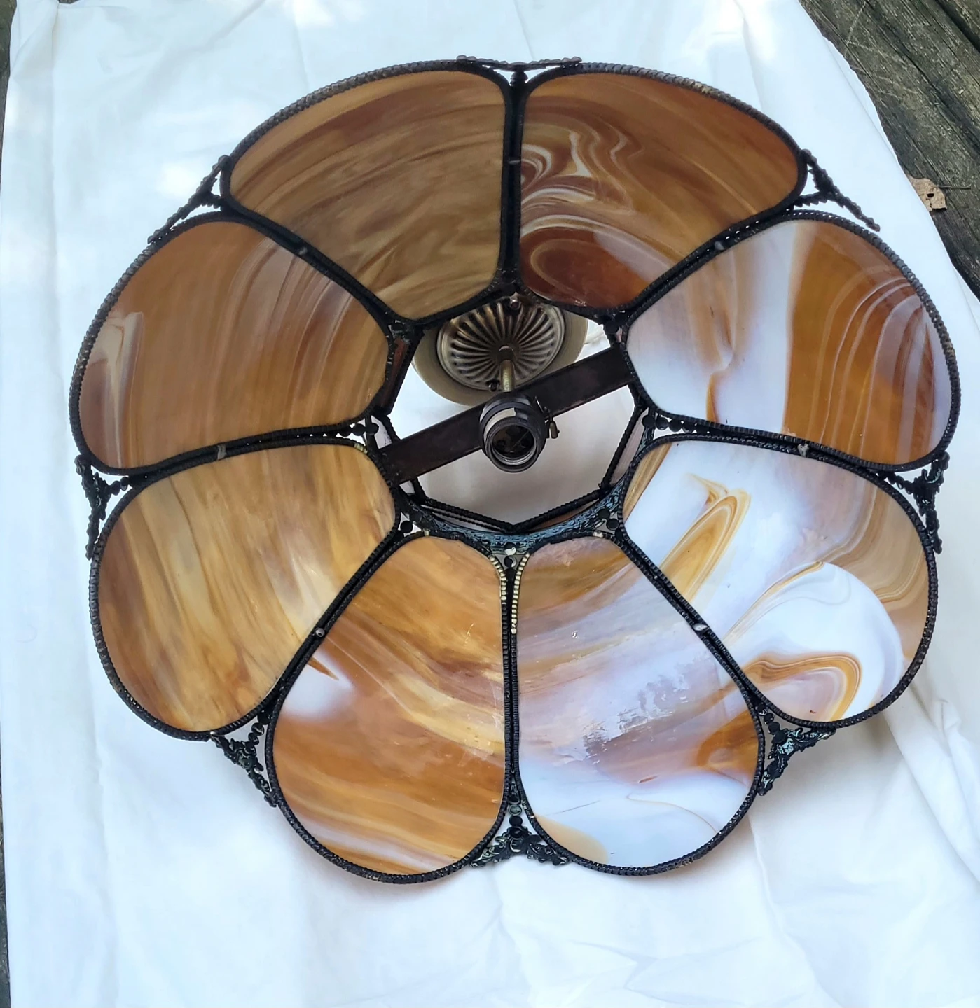 Vintage Slag Glass Tulip Pendant Light - photo 3