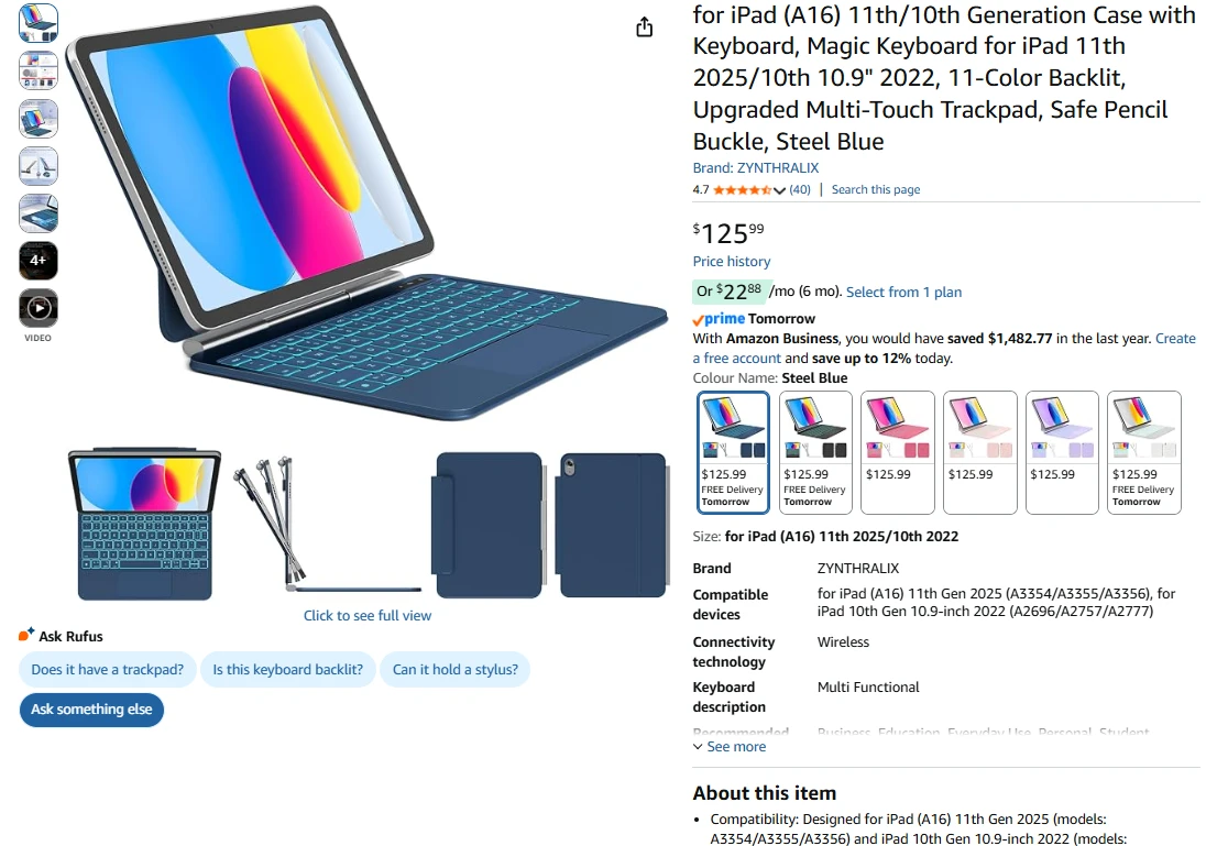 Keyboard Case with Trackpad for iPad 11"/10th Gen - photo 2