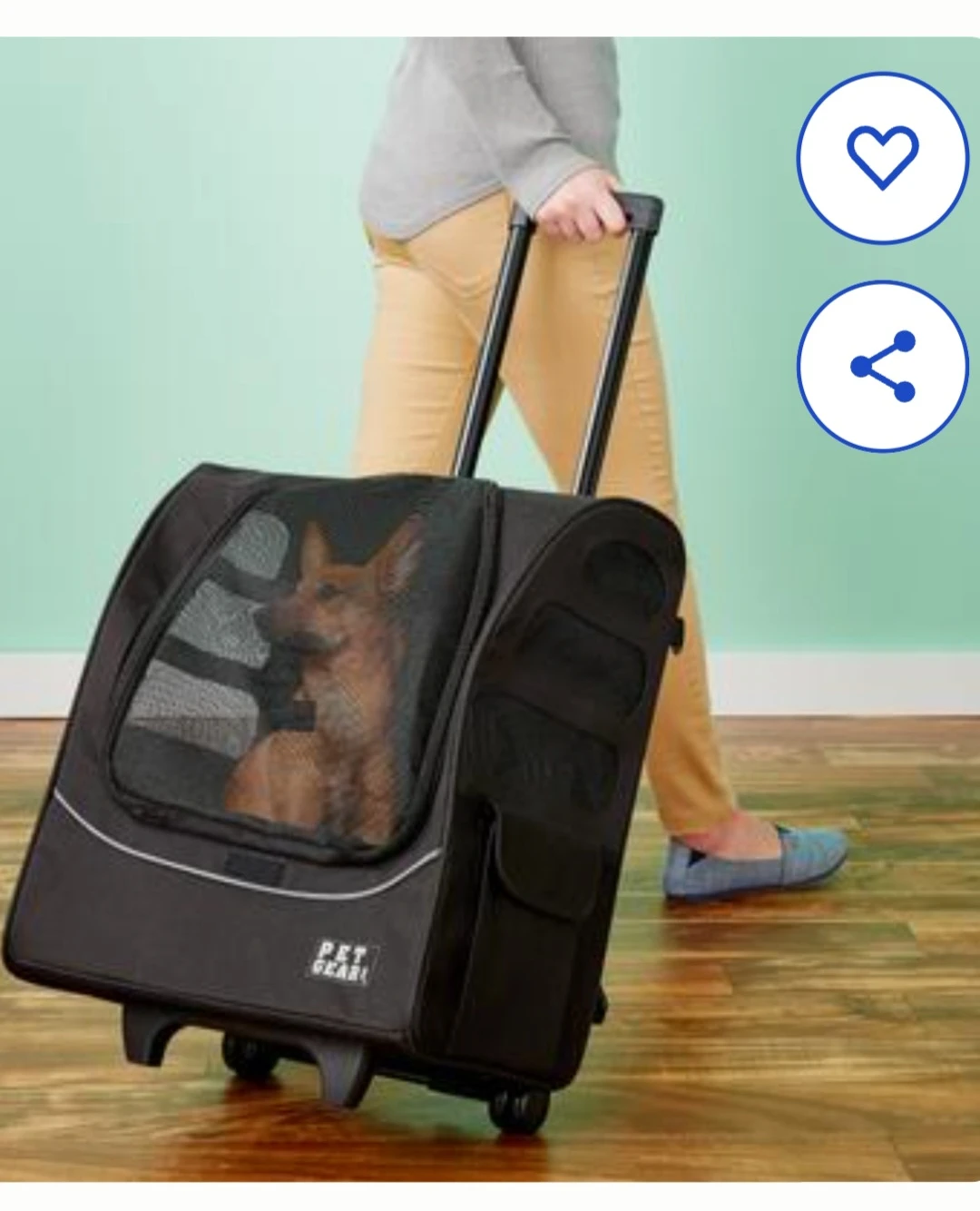 Pet Gear Black Rolling Dog Carrier Backpack