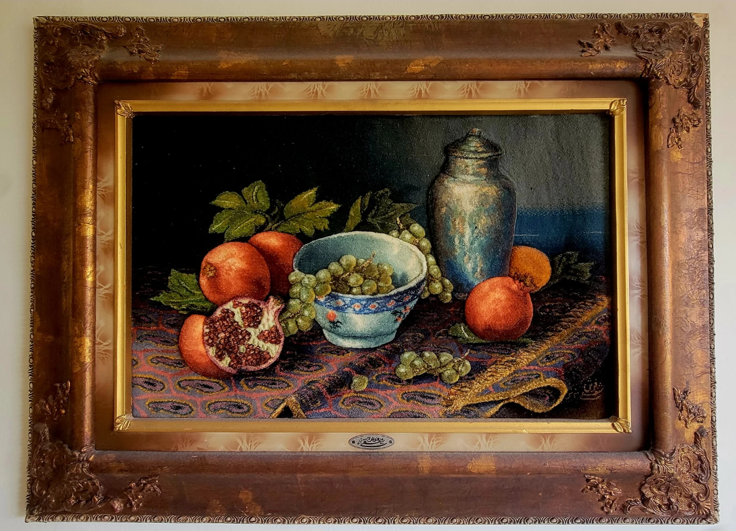 Framed ( shafaghi art frame) persian hand made wall carpet