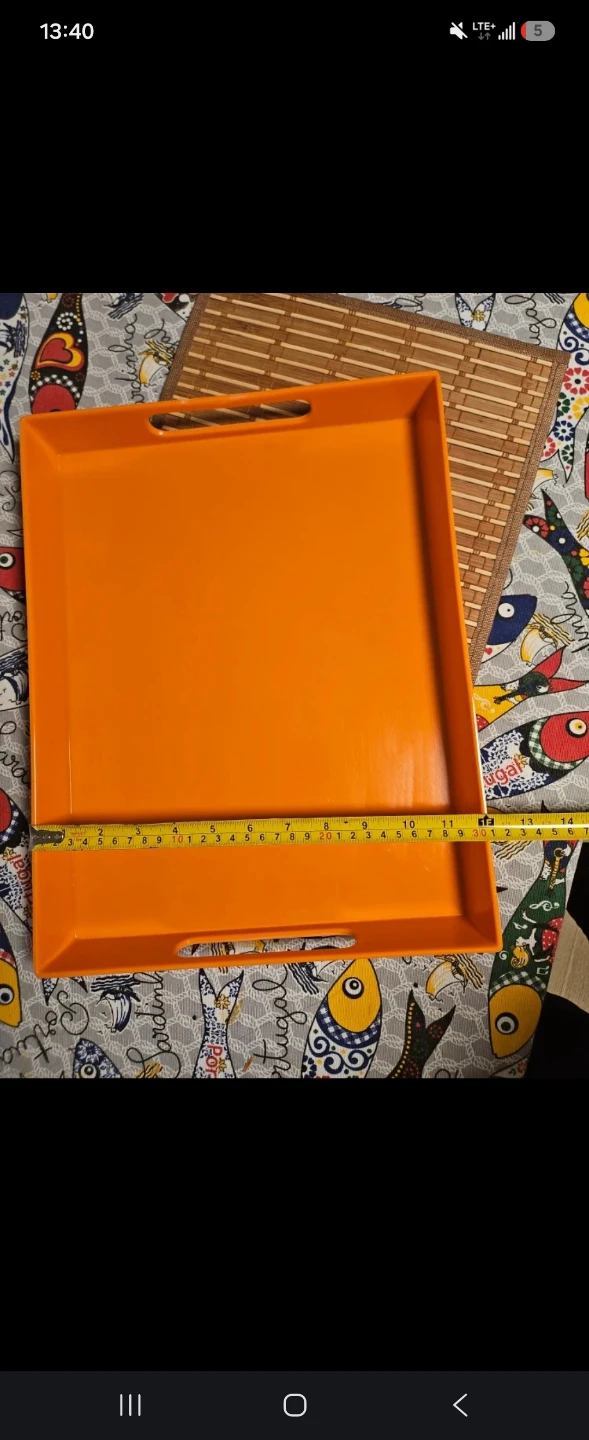 Orange Serving Tray with Handles