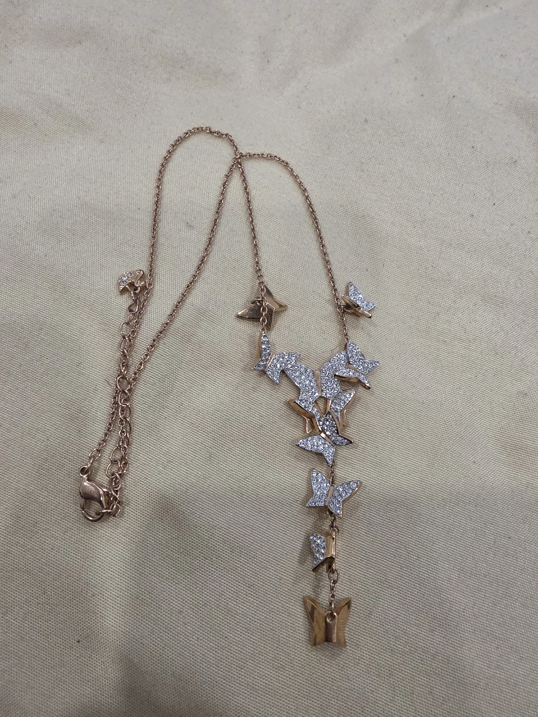 Rose Gold Butterfly Necklace Swarovski- no box