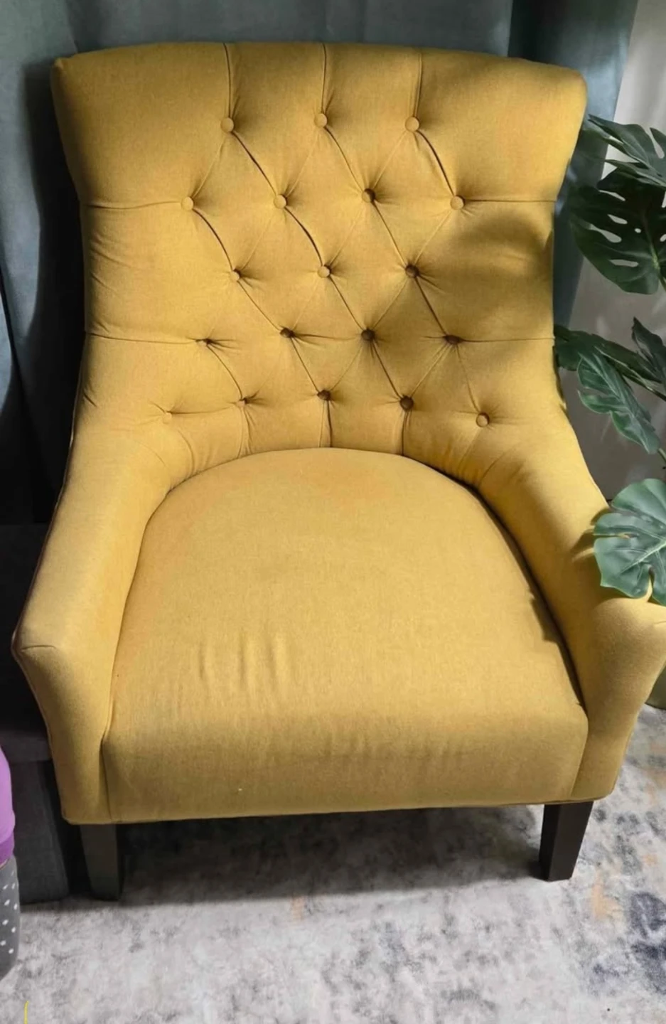 Yellow Tufted Accent Chair