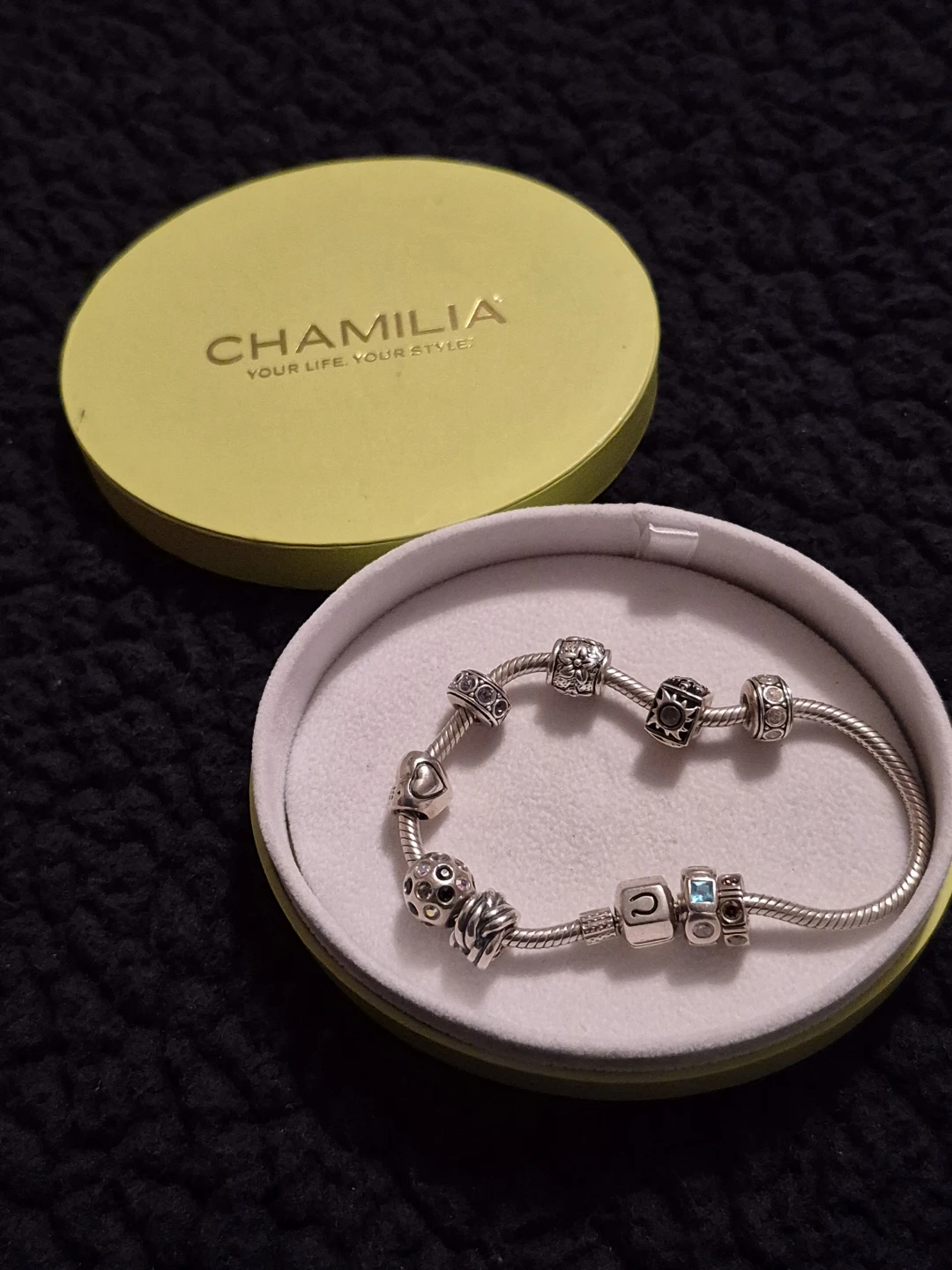 Chamilia 925 silver Charm Bracelet with Multiple Charms
