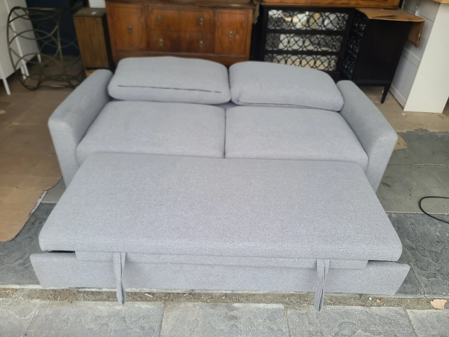 Grey 2-seater pull-out sofa bed - photo 4