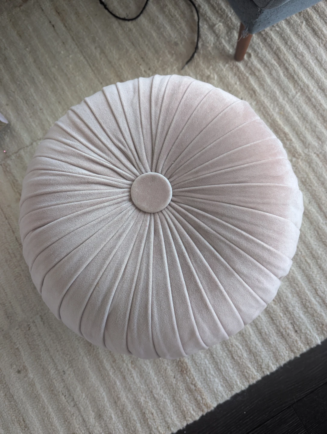 Velvet Tufted Round Ottoman Pouf - Dusty Light Pink - photo 2