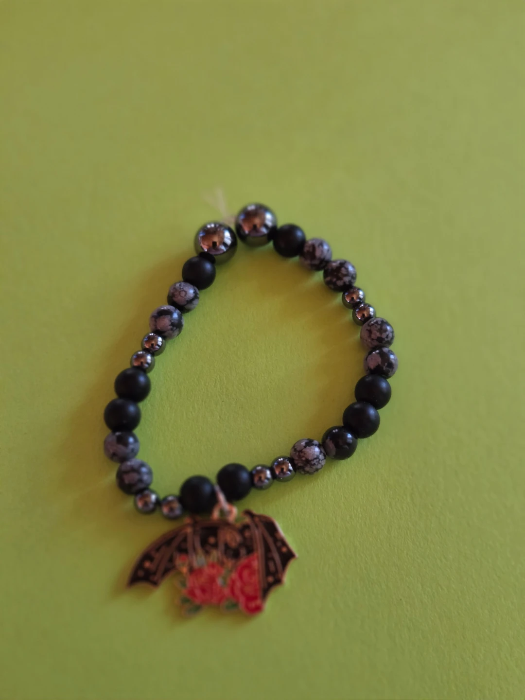 Bat and Roses Charm Bracelet