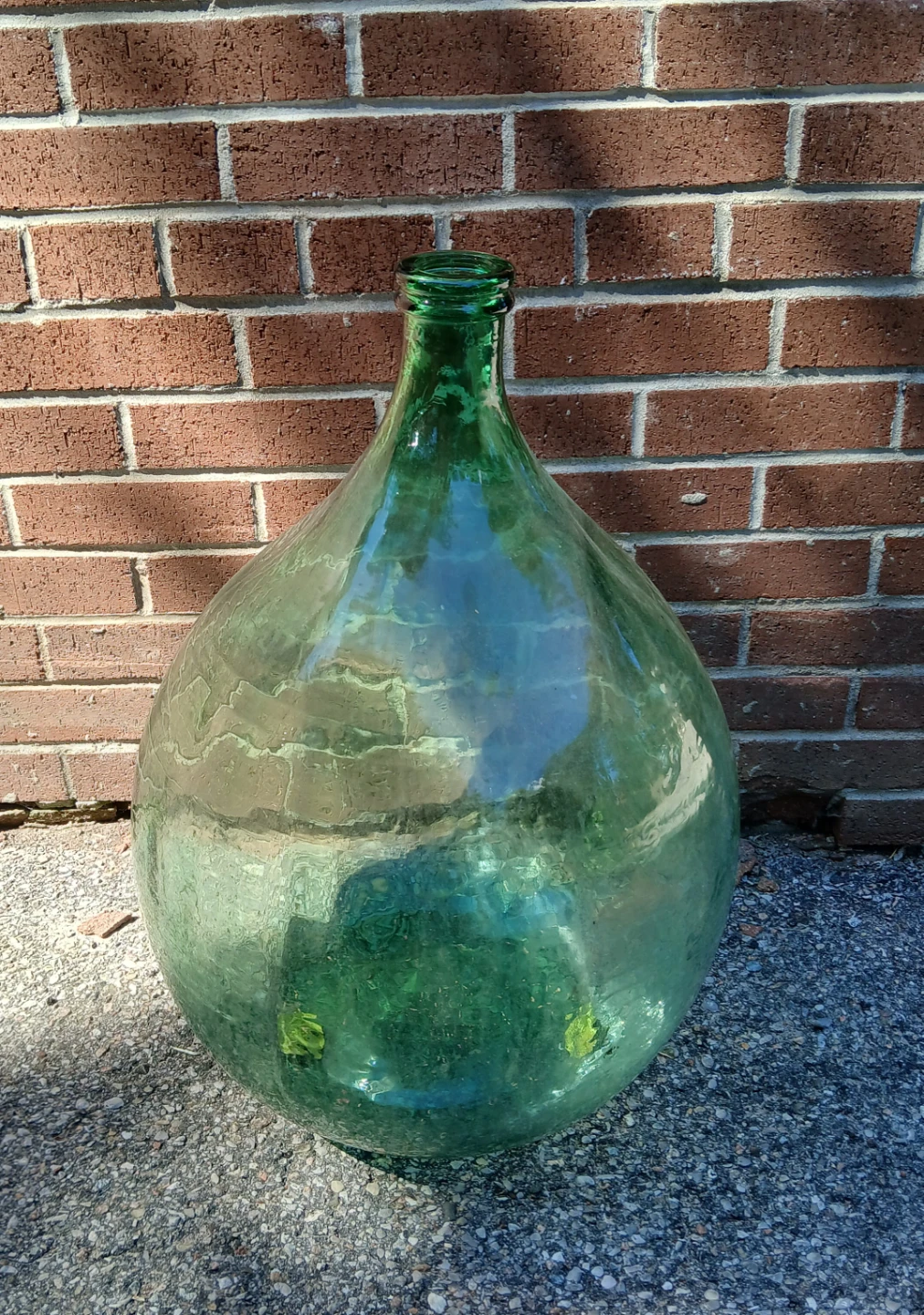 Large Green Glass Demijohn Carboy Bottle