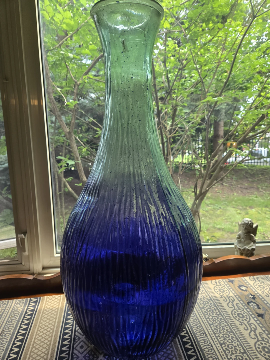 Large Ombre Glass Vase Green to Blue - photo 2