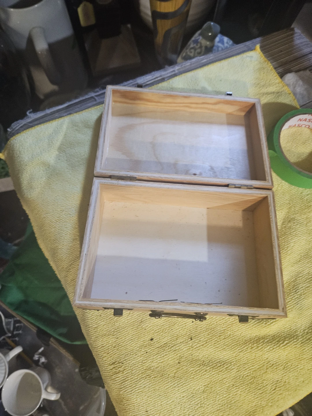 Wooden Storage Box with Handle and Clasps - photo 5