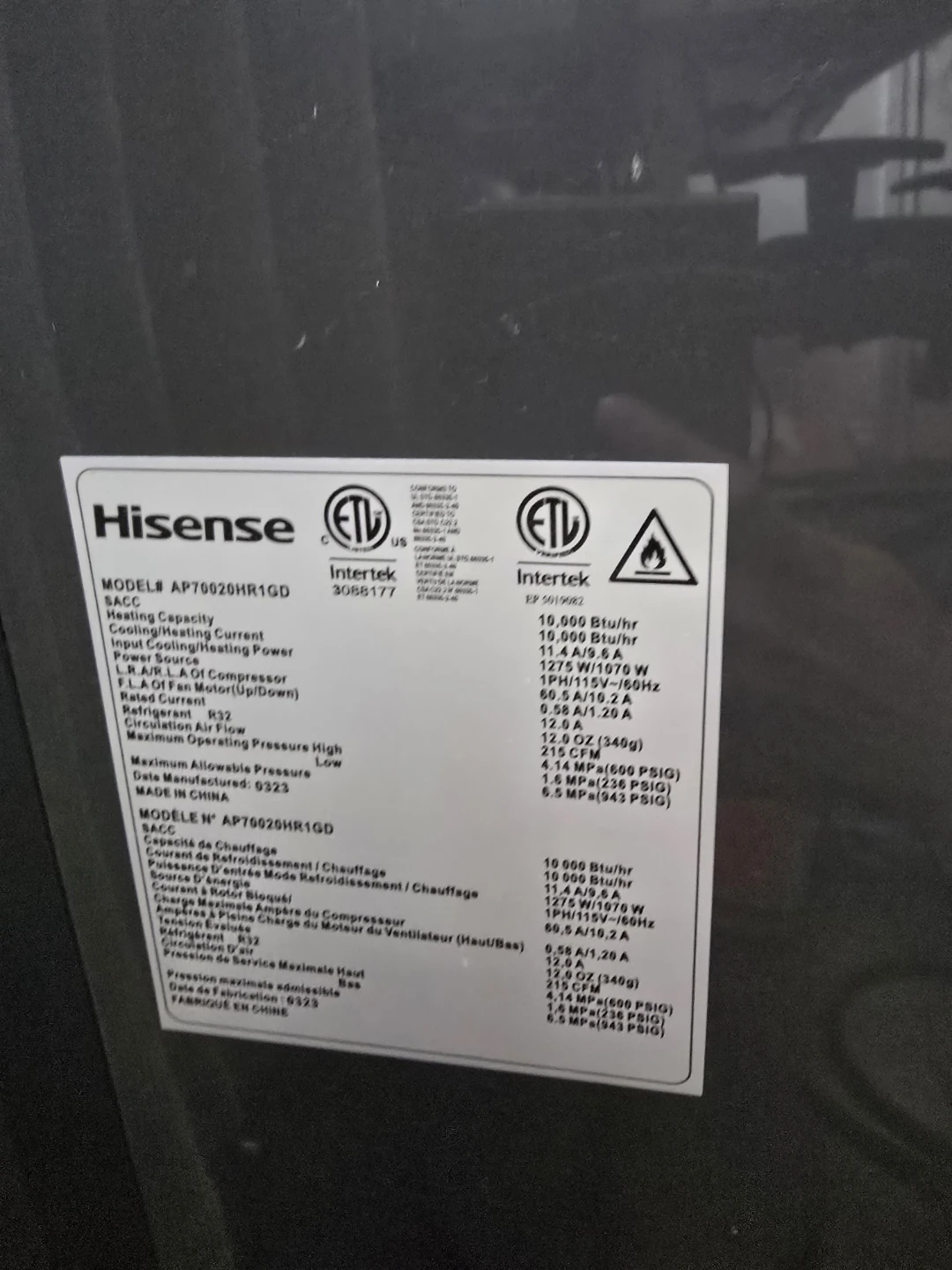 Hisense AP7020HR1GD Portable Air Conditioner - photo 4