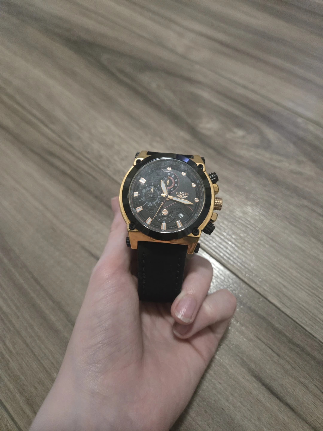 LIGE Chronograph Watch - Gold Tone, Black