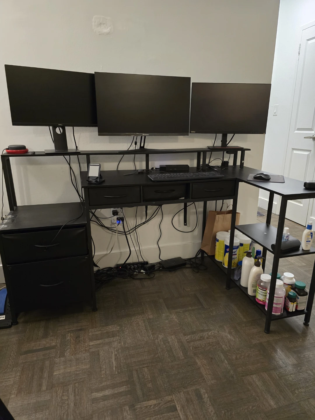 Black L shaped Desk with storage - photo 4