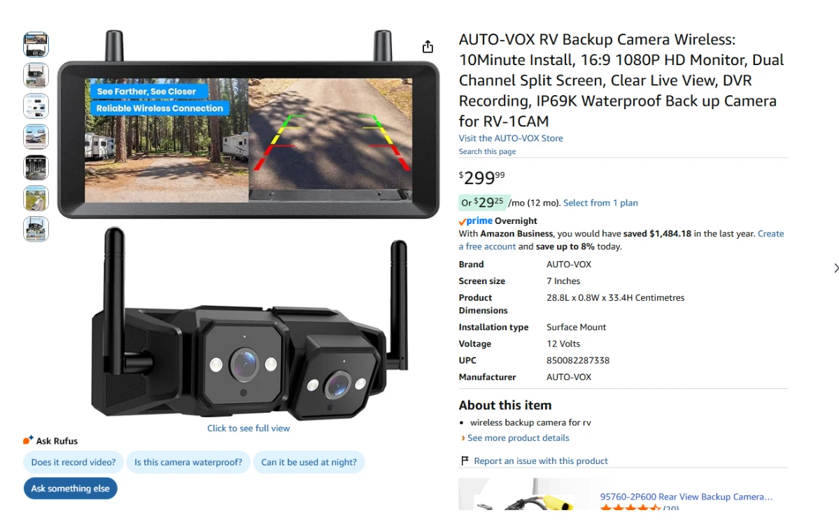 AUTO-VOX RV Backup Camera Wireless - photo 2