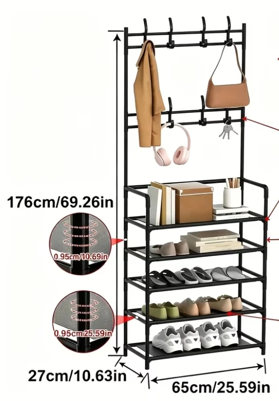 (BRAND NEW) 5-Layer White Shoe Rack and Coat Stand - photo 4