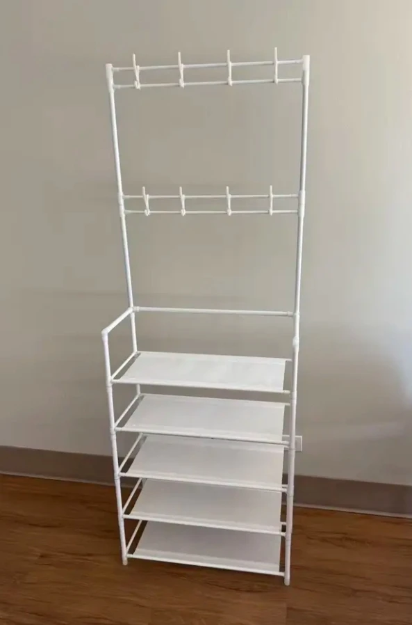 (BRAND NEW) 5-Layer White Shoe Rack and Coat Stand - photo 5