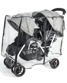 Double Stroller Rain Cover for Tandem Stroller, Universal Fit - photo 2