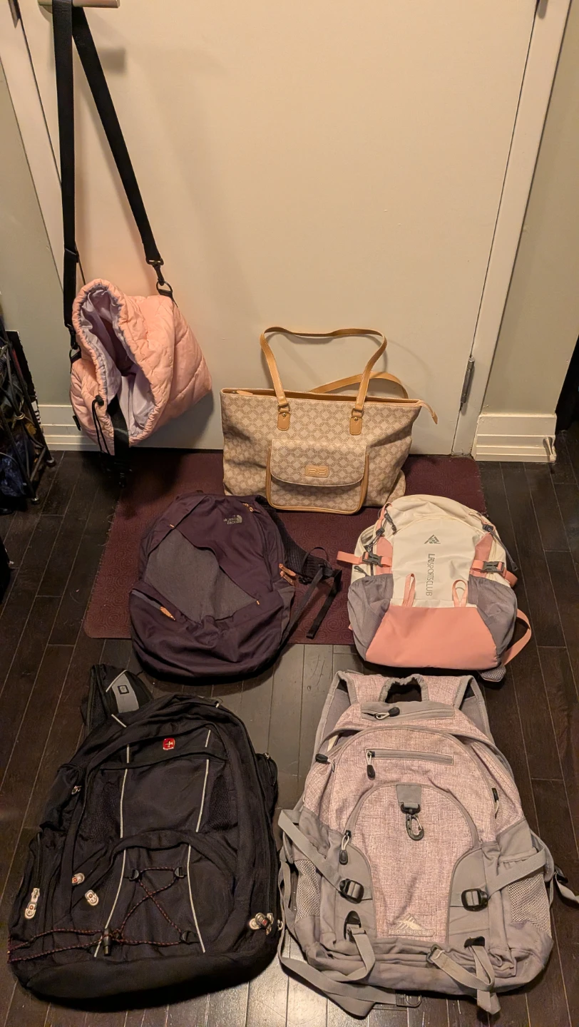 Assorted Backpacks and Tote Bag