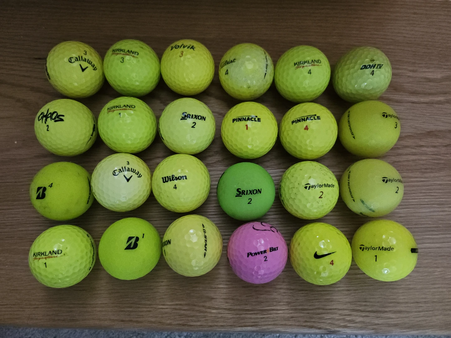 Mixed Brand Golf Balls (24 balls mostly yellow)