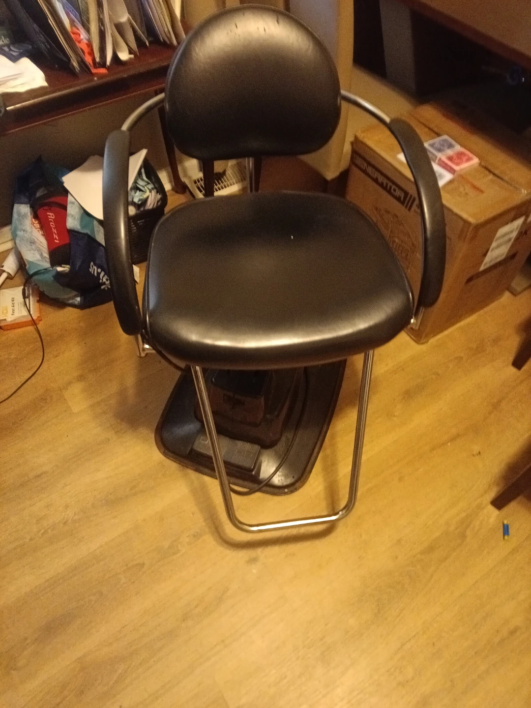 Black salon styling chair