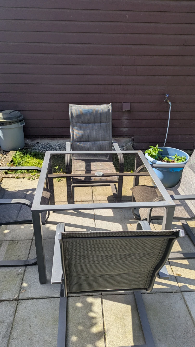CANVAS Metal Patio Set with Glass top & 4 chairs - photo 3