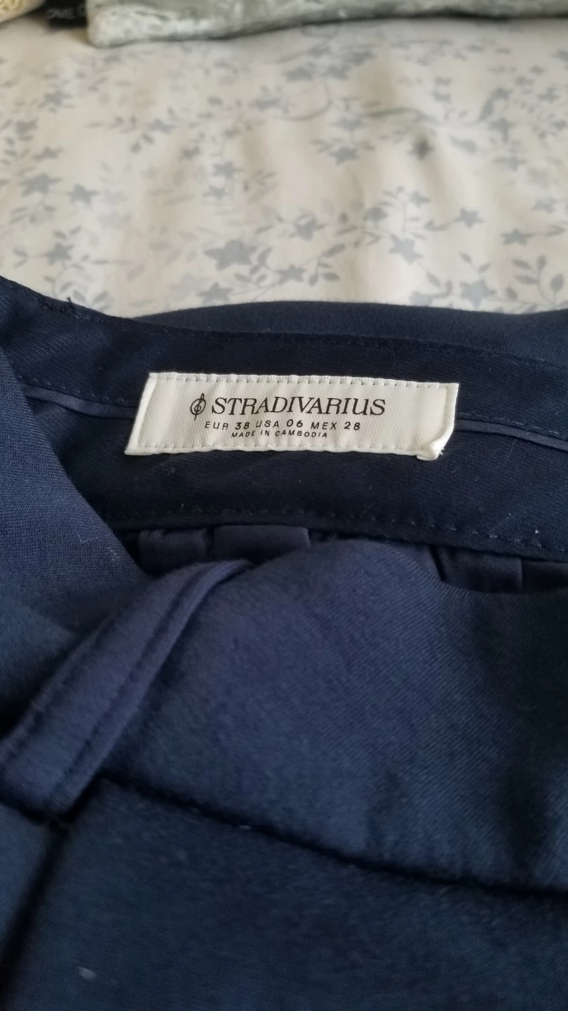 Stradivarius Navy Blue Wide Leg Trousers Size 6 - photo 2