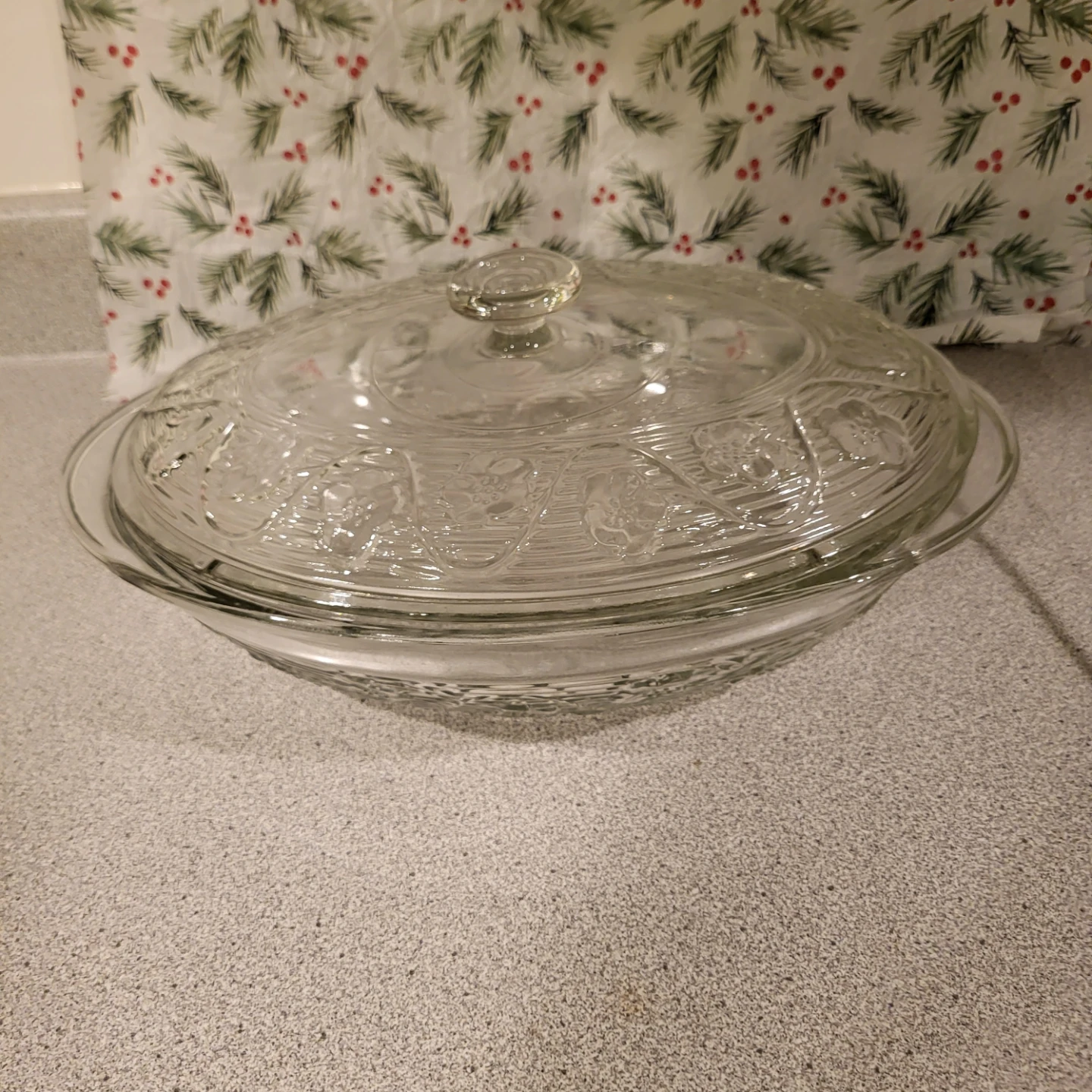 Vintage Glass Casserole Dish with Lid