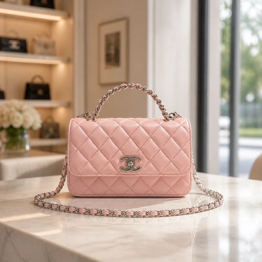 Chanel Pink Quilted Lambskin Classic Flap Handbag