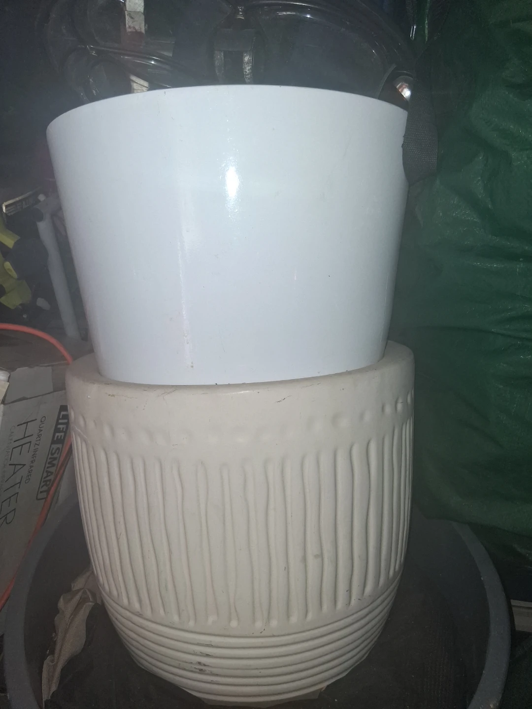 White and Beige Ceramic Planters