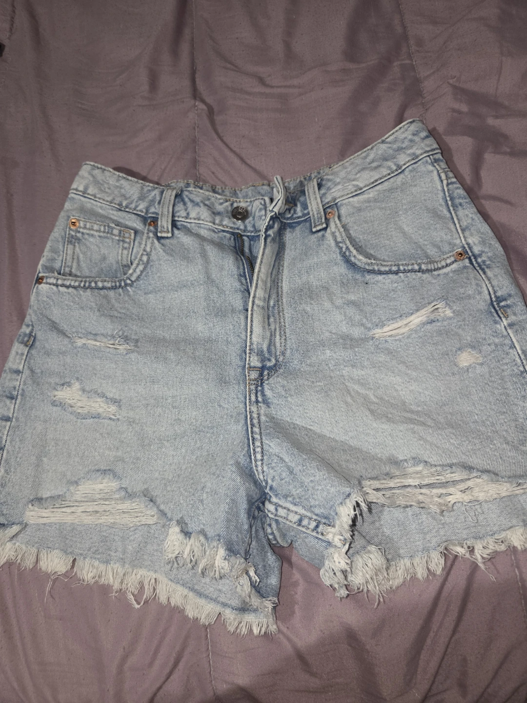 Light Wash Distressed Denim Shorts