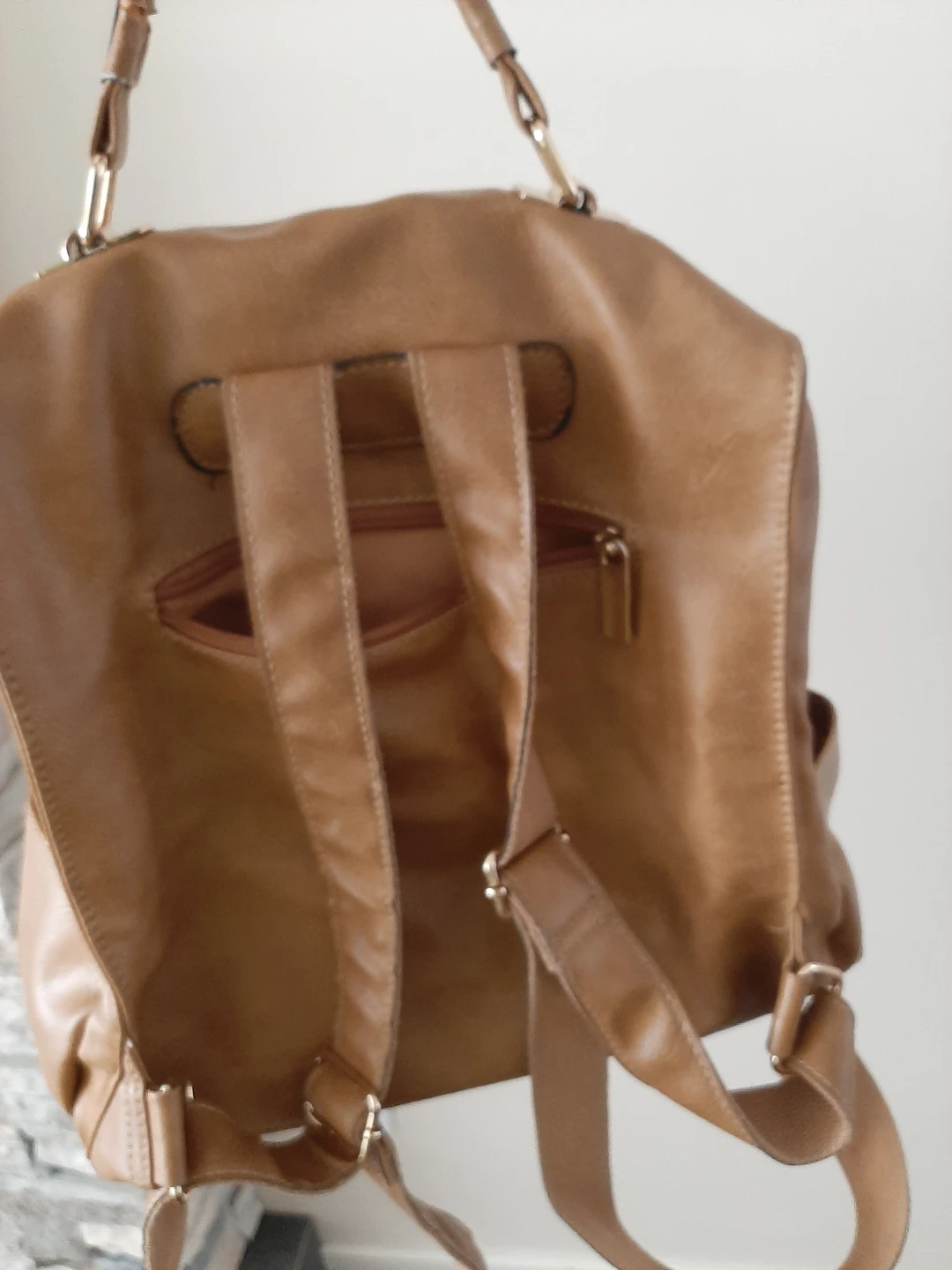 Brown Faux Leather Backpack - photo 2