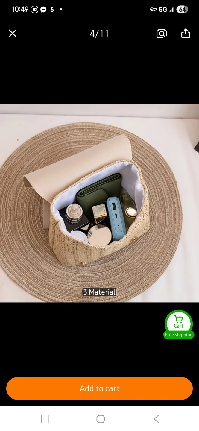 Straw and Faux Leather Backpack Purse - photo 4