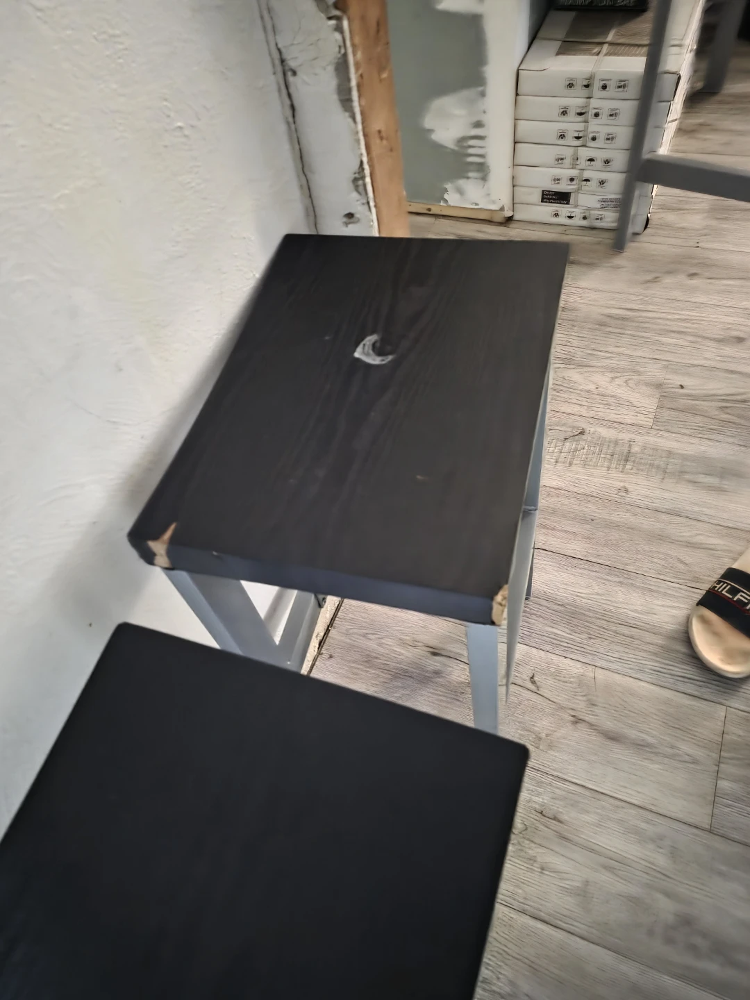Table Set with 4 Black Counter Stools - photo 2