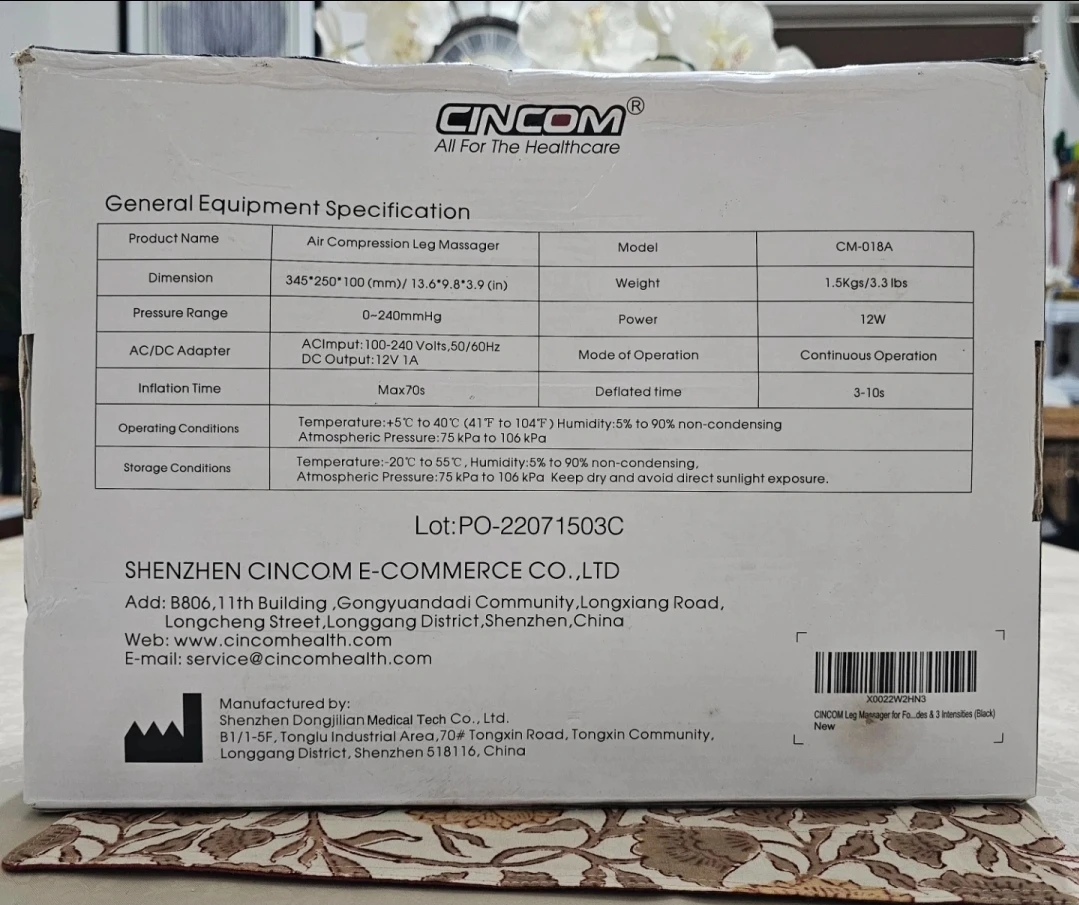 CINCOM Air Compression Leg Massager CM-018A - photo 2